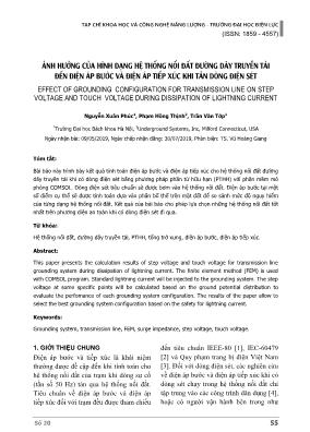 Ảnh hưởng của hình dạng hệ thống nối đất đường dây truyền tải đến điện áp bước và điện áp tiếp xúc khi tản dòng điện sét