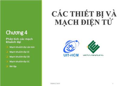 Bài giảng Các thiết bị và mạch điện tử - Chương 4: Phân tích các mạch khuếch đại - Trương Văn Cương