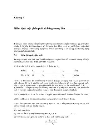 Bài giảng Thiết kế thí nghiệm - Chương 7: Kiểm định một phân phối và bảng tương liên