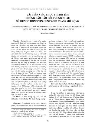 Cải tiến việc thực thi dò tìm những Báo cáo lỗi trùng nhau sử dụng thông tin Centroid Class mở rộng