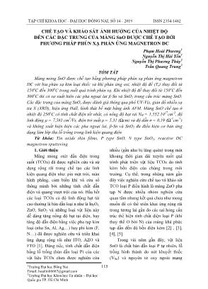 Chế tạo và khảo sát ảnh hưởng của nhiệt độ đến các đặc trưng của màng sno được chế tạo bởi phương pháp phún xạ phản ứng magnetron DC