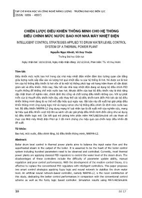 Chiến lược điều khiển thông minh cho hệ thống điều chỉnh mức nước bao hơi nhà máy nhiệt điện