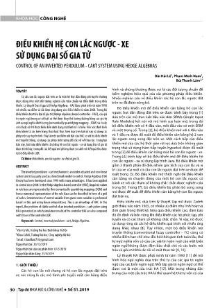 Điều khiển hệ con lắc ngược-xe sử dụng đại số gia tử