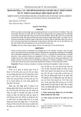 Định hướng các mô hình kinh doanh để phát triển kinh tế tư nhân giai đoạn hội nhập quốc tế