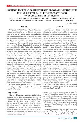 Ghiên cứu, chế tạo bộ điều khiển hỗ trợ quá trình phanh phụ trên xe ô tô tập lái sử dụng hộp số tự động và bướm ga điều khiển điện tử