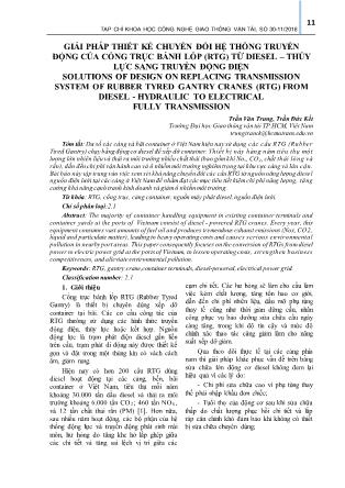 Giải pháp thiết kế chuyển đổi hệ thống truyền động của cổng trục bánh lốp (RTG) từ diesel-thủy lực sang truyền động điện