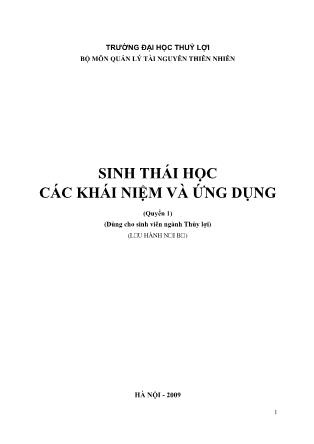 Giáo trình Sinh thái học các khái niệm và ứng dụng (Quyển 1)