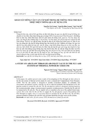 Khảo sát dòng vào van cấp khí trong hệ thống thải tro bay nhiệt điện thông qua sử dụng CFD