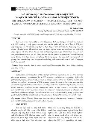 Mô phỏng đặc trưng dòng điện-điện thế và quy trình chế tạo transistor đơn điện tử (SET)