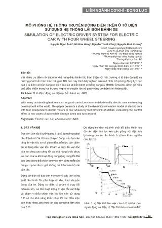 Mô phỏng hệ thống truyền động điện trên ô tô điện sử dụng hệ thống lái bốn bánh xe