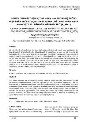 Nghiên cứu cải thiện sụt áp ngắn hạn trong hệ thống điện phân phối sử dụng thiết bị hạn chế dòng ngắn mạch bằng vật liệu siêu dẫn kiểu điện trở (R_SFCL)