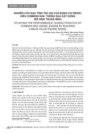 Nghiên cứu đặc tính tốc độ của động cơ diesel kiểu Common Rail thông qua xây dựng mô hình trung bình