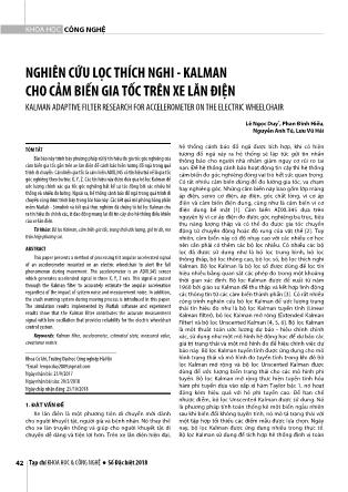 Nghiên cứu lọc thích nghi - Kalman cho cảm biến gia tốc trên xe lăn điện