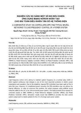 Nghiên cứu so sánh một số bộ điều khiển ứng dụng mạng nơron nhân tạo cho bài toán điều khiển tần số hệ thống điện