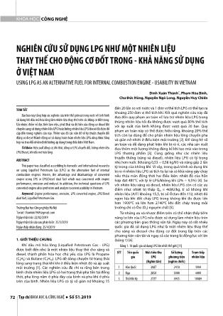 Nghiên cứu sử dụng lPG như một nhiên liệu thay thế cho động cơ đốt trong-khả năng sử dụng ở Việt Nam