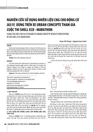 Nghiên cứu sử dụng nhiên liệu CNG cho động cơ JA31E dùng trên xe Urban Concepte tham gia cuộc thi shell Eco-Marathon