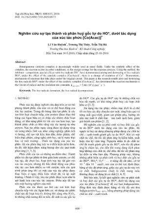 Nghiên cứu sự tạo thành và phân huỷ gốc tự do HO*, dưới tác dụng của xúc tác phức [Co(Acac)]