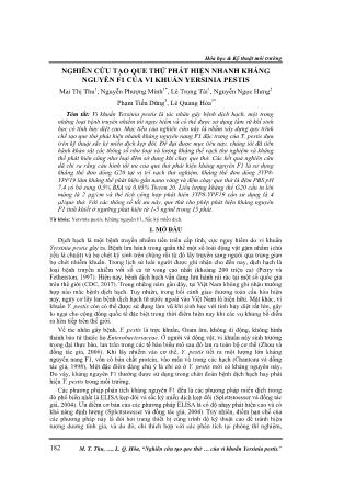 Nghiên cứu tạo que thử phát hiện nhanh kháng nguyên F1 của vi khuẩn Yersinia pestis