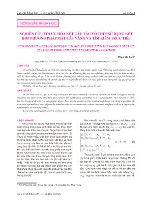 Nghiên cứu tối ưu hóa kết cấu tàu vỏ thép sử dụng kết hợp phương pháp mặt cắt vàng và tìm kiếm trực tiếp