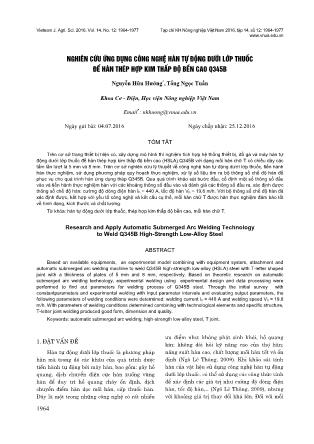 Nghiên cứu ứng dụng công nghệ hàn tự động dưới lớp thuốc để hàn thép hợp kim thấp độ bền cao Q345B
