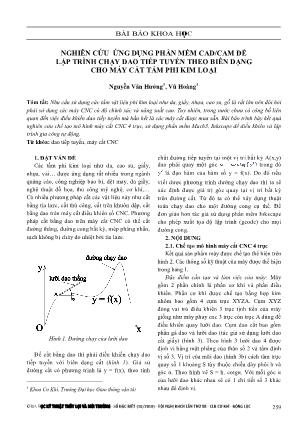 Nghiên cứu ứng dụng phần mềm cCAD/CAM để lập trình chạy dao tiếp tuyến theo biên dạng cho máy cắt tấm phi kim loại