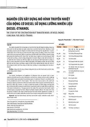 Nghiên cứu xây dựng mô hình truyền nhiệt của động cơ diesel sử dụng lưỡng nhiên liệu diesel-ethanol