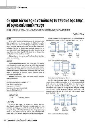 Ổn định tốc độ động cơ đồng bộ từ trường dọc trục sử dụng điều khiển trượt