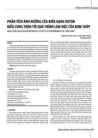 Phân tích ảnh hưởng của biên dạng rotor kiểu cung tròn tới quá trình làm việc của bơm thùy