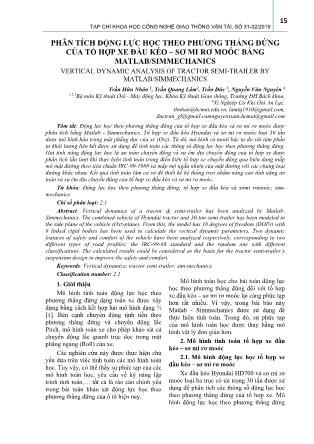 Phân tích động lực học theo phương thẳng đứng của tổ hợp xe đầu kéo-sơ mi rơ moóc bằng Matlab/Simmechanics