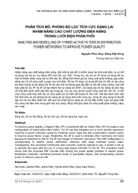 Phân tích mô, phỏng bộ lọc tích cực dạng lai nhằm nâng cao chất lượng điện năng trong lưới điện phân phối