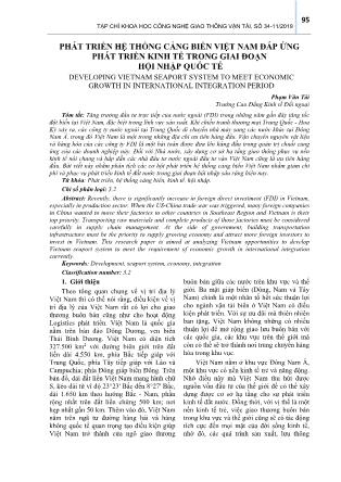 Phát triển hệ thống cảng biển Việt Nam đáp ứng phát triển kinh tế trong giai đoạn hội nhập quốc tế