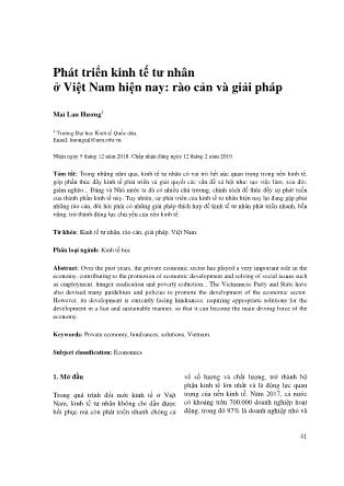 Phát triển kinh tế tư nhân ở Việt Nam hiện nay: rào cản và giải pháp