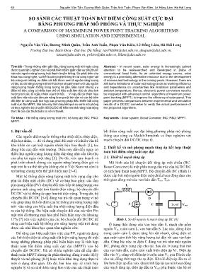 So sánh các thuật toán bắt điểm công suất cực đại bằng phương pháp mô phỏng và thực nghiệm