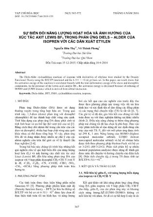 Sự biến đổi năng lượng hoạt hóa và ảnh hưởng của xúc tác axit lewis BF3 trong phản ứng Diels-Alder của isopren với các dẫn xuất etylen