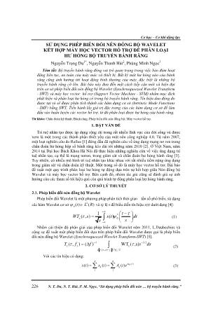 Sử dụng phép biến đổi nén đồng bộ Wavelet kết hợp máy học vector hỗ trợ để phân loại hư hỏng bộ truyền bánh răng