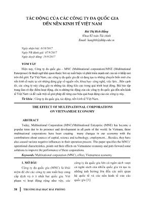 Tác động của các công ty đa quốc gia đến nền kinh tế Việt Nam