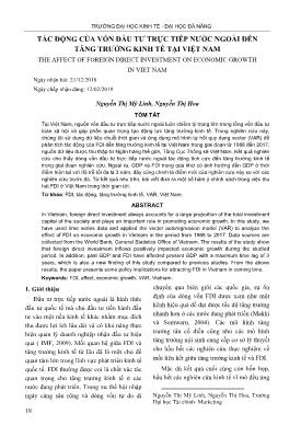 Tác động của vốn đầu tư trực tiếp nước ngoài đến tăng trưởng kinh tế tại Việt Nam