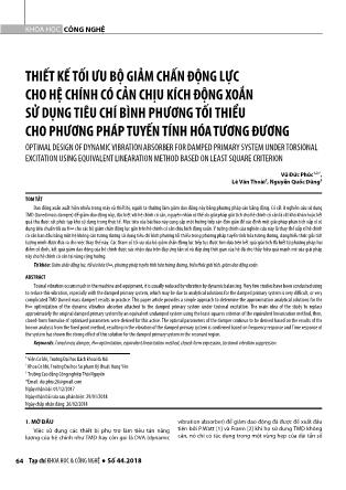 Thiết kế tối ưu bộ giảm chấn động lực cho hệ chính có cản chịu kích động xoắn sử dụng tiêu chí bình phương tối thiểu cho phương pháp tuyến tính hóa tương đương