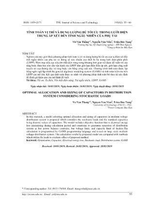Tính toán vị trí và dung lượng bù tối ưu trong lưới điện trung áp xét đến tính ngẫu nhiên của phụ tải