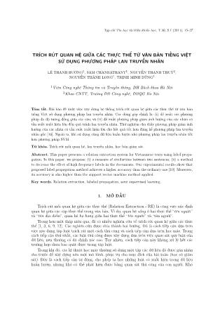 Trích rút quan hệ giữa các thực thể từ văn bản Tiếng Việt sử dụng phương pháp lan truyền nhãn