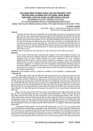 Xác định đỉnh tương quan của hai phương thức truyền dẫn số băng gốc sử dụng sóng mang kiểu điều chế pha xung và kiểu sóng con gói