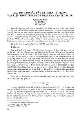 Xác định độ sâu bẫy bắt điện tử trong vật liệu thủy tinh phốt phát pha tạp tecbi (Tb)