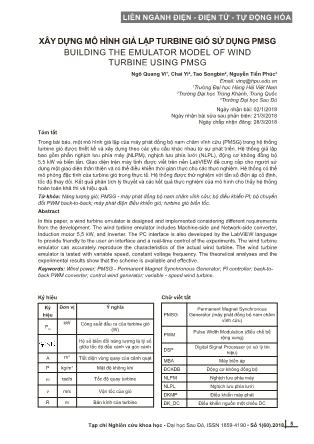 Xây dựng mô hình giả lập turbine gió sử dụng PMSG