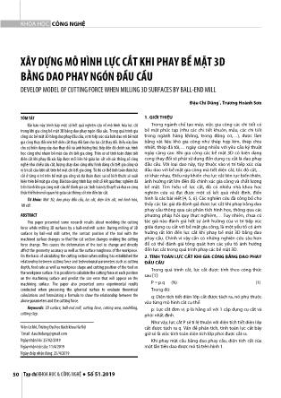 Xây dựng mô hình lực cắt khi phay bề mặt 3d bằng dao phay ngón đầu cầu