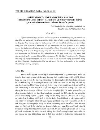 Ảnh hưởng của giới và đặc điểm văn hoá đến sự hài lòng khách hàng dịch vụ viễn thông di động qua mô hình phương trình cấu trúc (SEM)