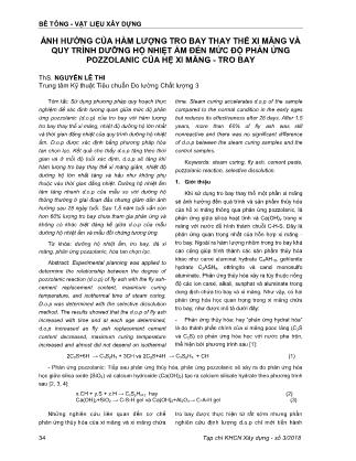 Ảnh hưởng của hàm lượng tro bay thay thế xi măng và quy trình dưỡng hộ nhiệt ẩm đến mức độ phản ứng pozzolanic của hệ xi măng-tro bay