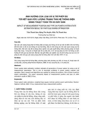 Ảnh hưởng của loại và vị trí phép đo tới kết quả ước lượng trạng thái hệ thống điện bằng thuật toán tối ưu bầy đàn