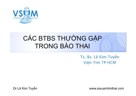 Bài giảng Các BTTS thường gặp trong bào thai - Lê Kim Tuyến