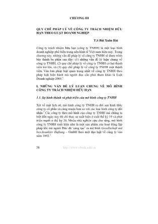 Bài giảng Chủ thể kinh doanh - Chương III: Quy chế pháp lý về công ty trách nhiệm hữu hạn theo luật doanh nghiệp