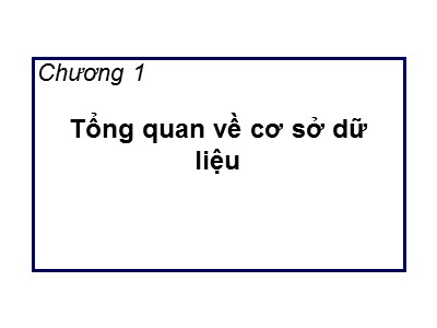 Bài giảng Cơ sở dữ liệu - Chương 1: Tổng quan về cơ sở dữ liệu